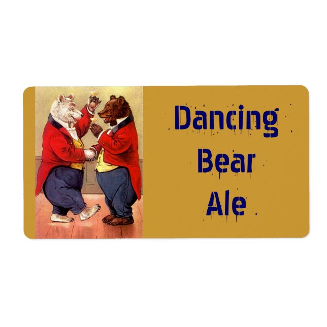 Homebrewing Beer Bottle Label Dancing Party Bears (Front)