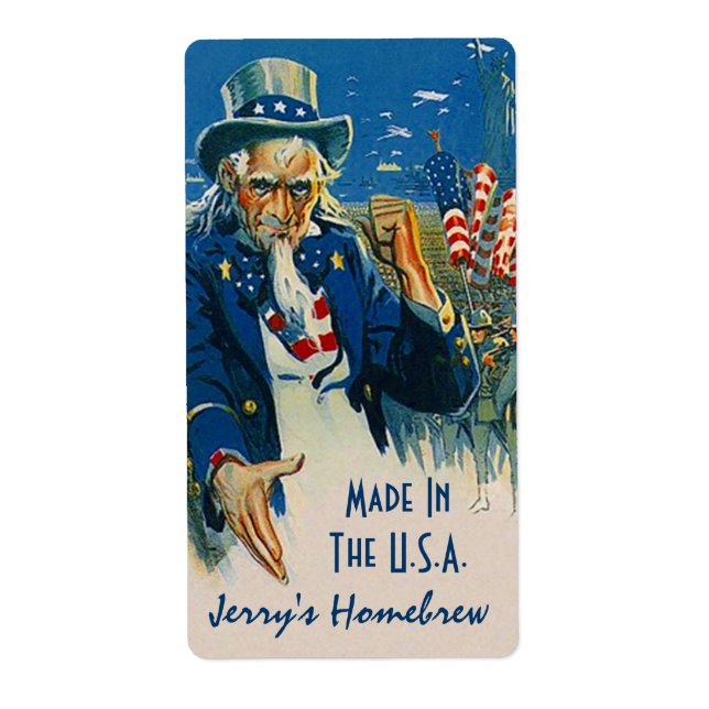 Homebrewing Beer Bottle Labels Fun Made in the USA (Front)