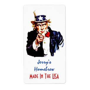 Homebrewing Beer Labels Uncle Sam Made in the USA