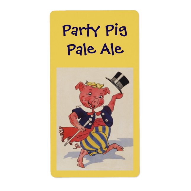 Homebrewing Supplies Beer Party Pig Pale Ale Label (Front)