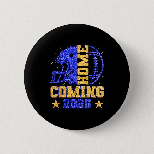 Homecoming 2025 Hoco Football Mama Girl Blue Gold  6 Cm Round Badge (Front)