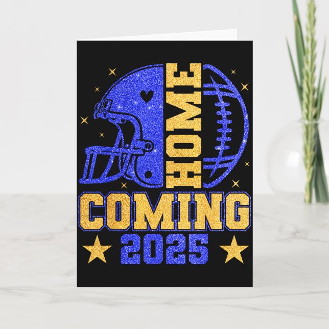 Homecoming 2025 Hoco Football Mama Girl Blue Gold  Card (Front)