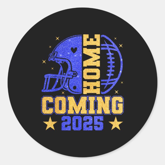 Homecoming 2025 Hoco Football Mama Girl Blue Gold  Classic Round Sticker (Front)