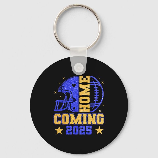 Homecoming 2025 Hoco Football Mama Girl Blue Gold  Key Ring (Front)