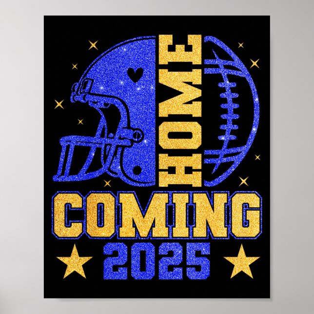 Homecoming 2025 Hoco Football Mama Girl Blue Gold  Poster (Front)