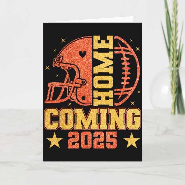 Homecoming 2025 Hoco Football Mama Girl Orange Gol Card (Front)