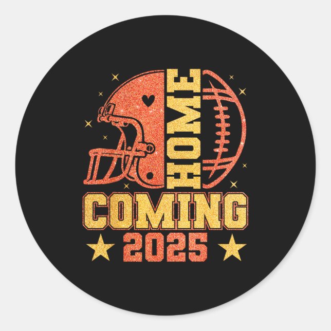 Homecoming 2025 Hoco Football Mama Girl Orange Gol Classic Round Sticker (Front)