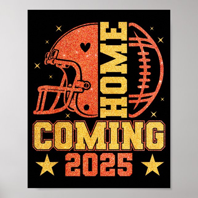 Homecoming 2025 Hoco Football Mama Girl Orange Gol Poster (Front)