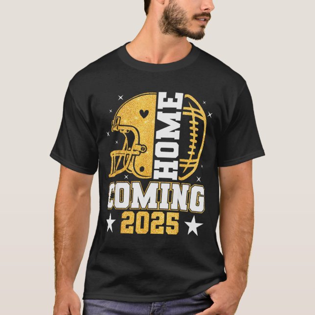 Homecoming 2025 Hoco Football Mom Mama Girl Footba T-Shirt (Front)