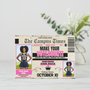 Homecoming Queen Flyer Newspaper Vote Homecoming Card