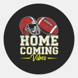 Homecoming Vibes For Teens Football Game Outfits D Classic Round Sticker
