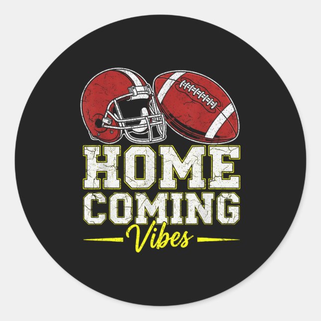 Homecoming Vibes For Teens Football Game Outfits D Classic Round Sticker (Front)