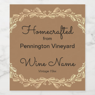 Homecrafted Handmade Wine Label
