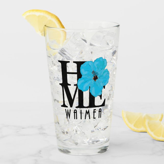 HOMEE Waimea Blue Hibiscus Glass (Front Ice)