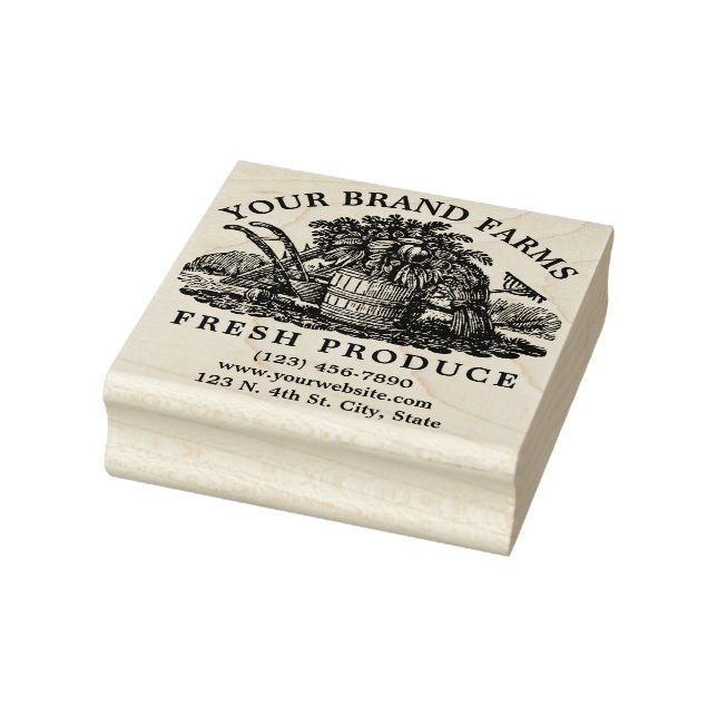 Homegrown Farm Fresh Produce Label Template Rubber Stamp (Stamp)