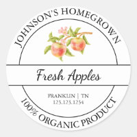 Homegrown Garden Fresh Organic Apple Label