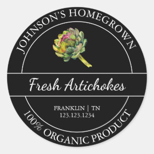Homegrown Garden Fresh Organic Artichoke Label