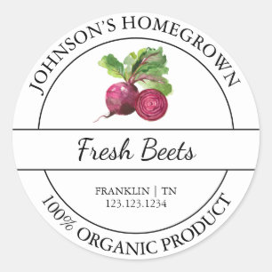Homegrown Garden Fresh Organic Beets Label