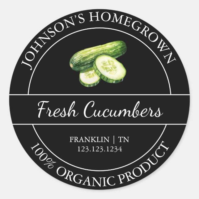 Homegrown Garden Fresh Organic Cucumber Label (Front)