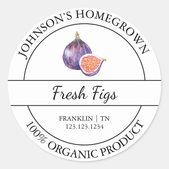 Homegrown Garden Fresh Organic Fig Label (Front)