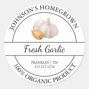 Homegrown Garden Fresh Organic Garlic Label