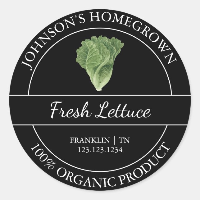 Homegrown Garden Fresh Organic Lettuce Label (Front)