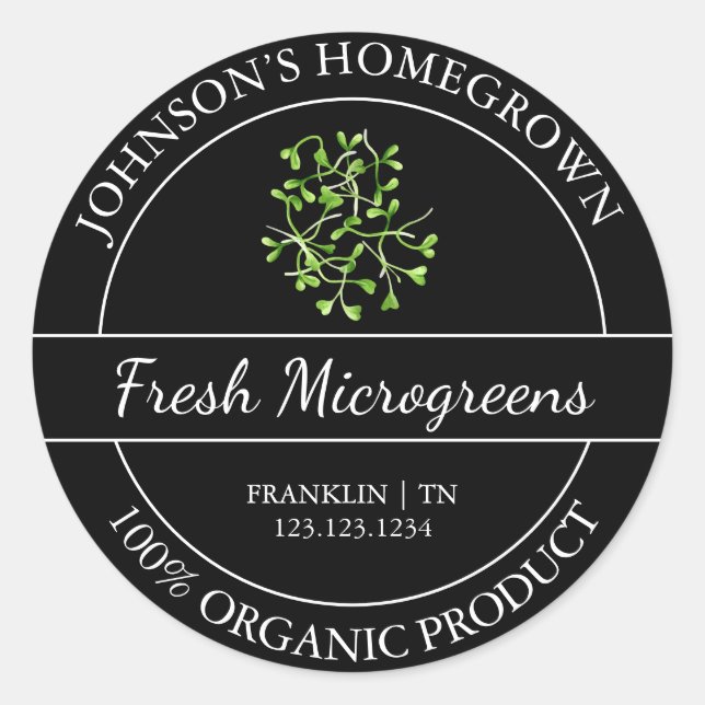 Homegrown Garden Fresh Organic Microgreens Label (Front)