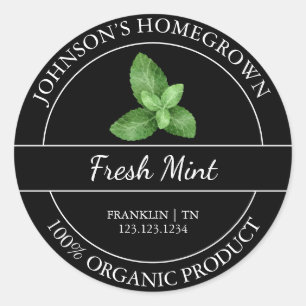 Homegrown Garden Fresh Organic Mint Label