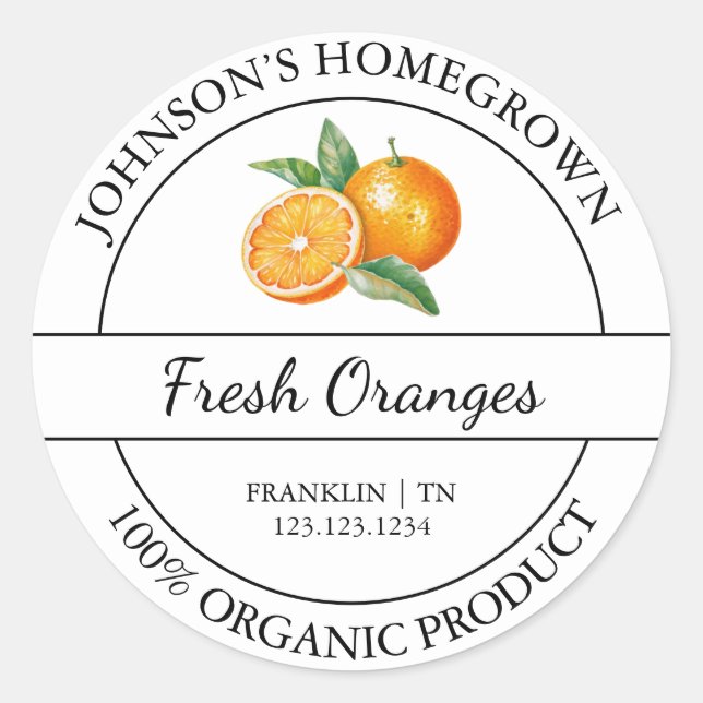Homegrown Garden Fresh Organic Orange Label (Front)