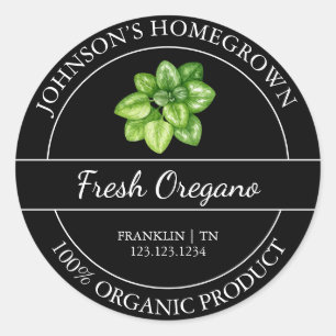 Homegrown Garden Fresh Organic Oregano Label