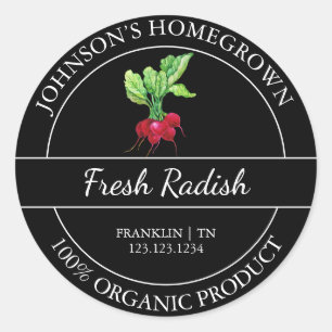 Homegrown Garden Fresh Organic Radish Label