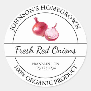 Homegrown Garden Fresh Organic Red Onion Label