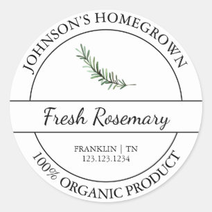 Homegrown Garden Fresh Organic Rosemary Label