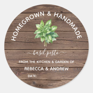 Homegrown & Handmade Basil Pesto Home Canning Classic Round Sticker