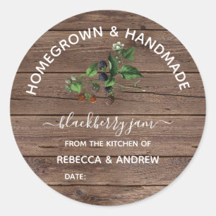 Homegrown & Handmade Blackberry Jam Barnwood Classic Round Sticker