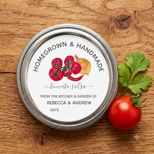 Homegrown & Handmade Chill Tomato Salsa Mason Jar Classic Round Sticker