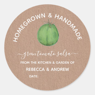 Homegrown & Handmade Green Tomato Salsa Mason Jar Classic Round Sticker