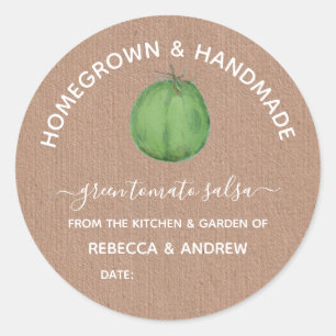 Homegrown & Handmade Green Tomato Salsa Mason Jar Classic Round Sticker