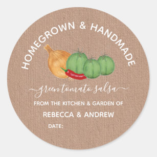Homegrown & Handmade Green Tomato Salsa Mason Jar  Classic Round Sticker