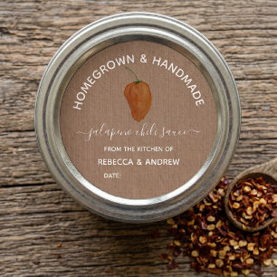 Homegrown & Handmade Jalapeno Chilli Sauce Jar Classic Round Sticker