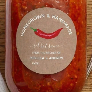 Homegrown & Handmade Kraft Hot Sauce Mason Jar Classic Round Sticker