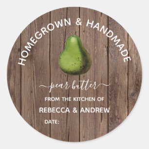 Homegrown & Handmade Pear Butter Barn Wood Classic Round Sticker