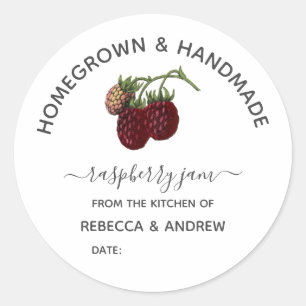 Homegrown & Handmade Raspberry Jam Vintage Classic Round Sticker
