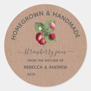 Homegrown & Handmade Strawberry Jam Kraft Paper  Classic Round Sticker