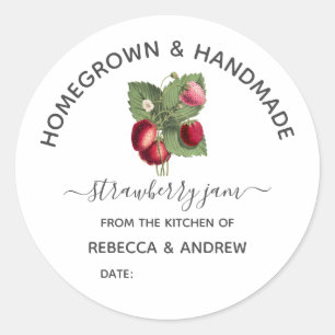 Homegrown & Handmade Strawberry Jam Mason Jar Classic Round Sticker
