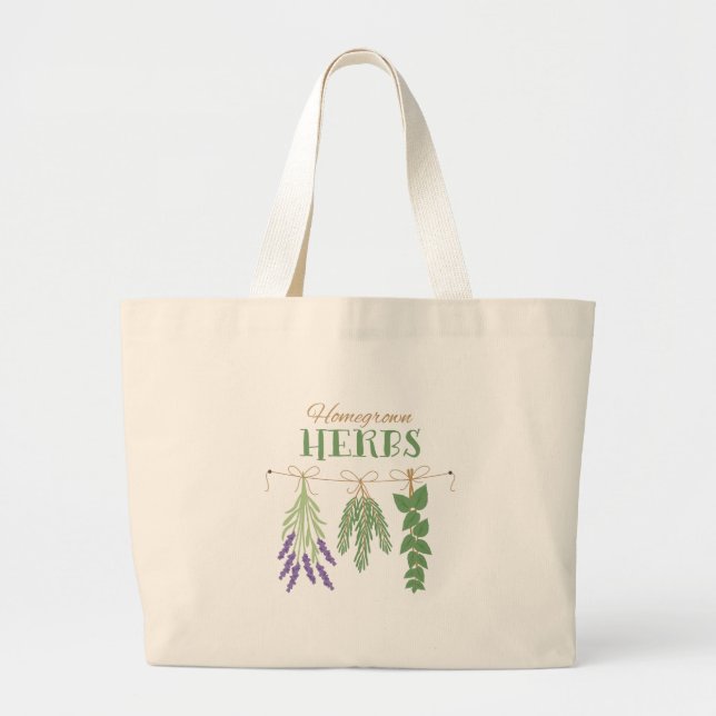 Homegrown Herbs Large Tote Bag (Front)