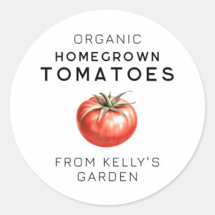 Homegrown Tomato label with watercolour tomato