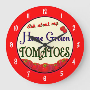 Homegrown Tomatoes Gardener Saying Wall Clock
