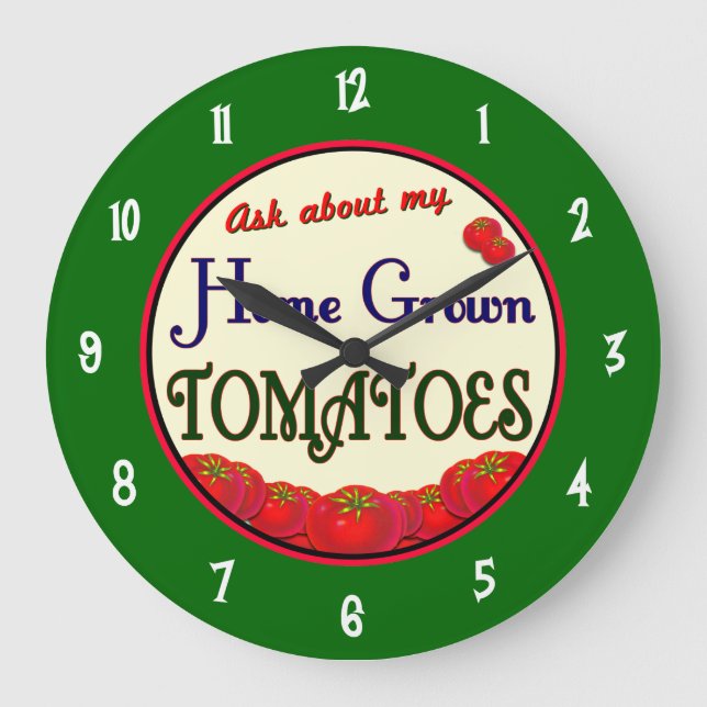 Homegrown Tomatoes Gardener Wall Clock (Front)