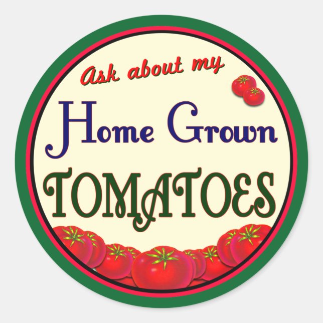 Homegrown Tomatoes Retro Gardener Slogan Sticker (Front)